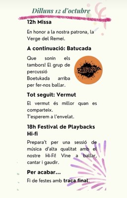 Festes del barri del Remei: dilluns 12 d'octubre