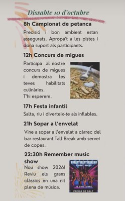 Festes del barri del Remei: dissabte 10 d'octubre