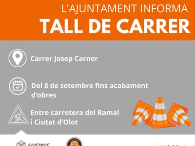 A partir de dilluns 8 de setembre es talla el carrer Josep Carner