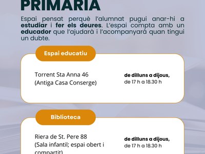 Aquest curs arrenca l’Aula d’estudi per a primària i secundària