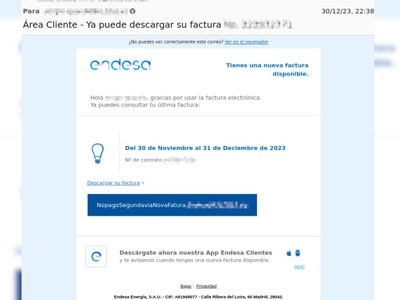 Compte si rebeu un correu electrònic d’Endesa amb la darrera factura: pot ser una estafa!
