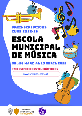 Del 28 de març al 10 d’abril de 2022, preinscripcions a l'Escola Municipal de Música