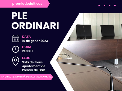 Dilluns 16 de gener se celebra un nou Ple municipal
