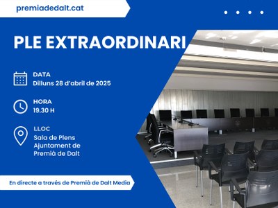 Dilluns 28 d'abril té lloc una sessió extraordinària del Ple municipal