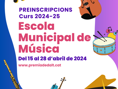 El 15 d'abril arrenquen les preinscripcions del curs 2024-25 a l'Escola Municipal de Música