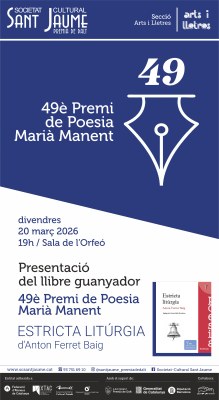 El proper 20 de març es presentarà a Premià de Dalt ‘Estricta litúrgia’, d’Anton Ferret