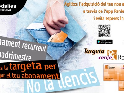 Les persones usuàries de Renfe poden adquirir els abonaments gratuïts dels serveis de Rodalies del 3r quadrimestre