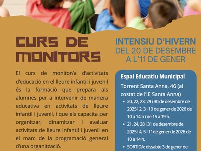 Obertes les inscripcions al Curs de monitors/es de lleure infantil