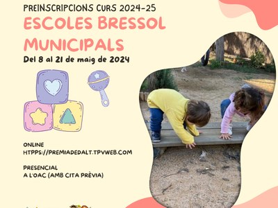 Obertes les Preinscripcions a les Escoles Bressol municipals