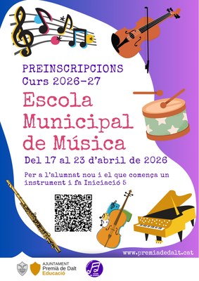 S’obren les preinscripcions a l’Escola Municipal de Música per al curs 2026-2027